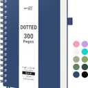 RETTACY Bullet Dotted Journal Notebook, 300 Pages, B5 Medium Size (7.4''  10''), 100 GSM Thick Paper, Flexible Plastic Cover, Spiral-bound, for Bullet Journaling, Planning, Tracking (Navy Blue)