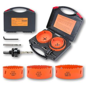 Hole Saw Kit for Metal and Wood Plastic Project, Bi-Metal Hole Saw Set with Case and Arbor, 3", 4" and 4-1/4", Hole Cutter with Flat and Smooth Cutting Drilling Edge, Fast Chip Removal (Orange)