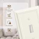 2-Pack Single Toggle Light Switch Cover Plate, Durable Natural Bamboo Fiber Decorative Switch Plate Covers, Light Almond 1 Gang Wall Plate, Corrosion Resistant