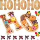 6PCS Bamboo Christmas Decorations Letters Charcuterie Board Box-(with 14 Balloons and Bow) HOHOHO Charcuterie Letters Fillable Food Christmas Party Supplies Table Decoration Food Tray Platter