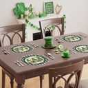 2 x XCHI Plaid Gnomes Shamrocks Clovers Golds St. Patrick's Day Round Placemats Set of 4 Table Mats for Party Home Kitchen Dining Table Decorations 14x14 Inch
