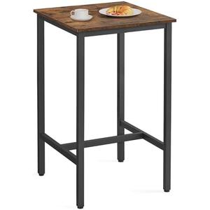 VASAGLE Bar Table, Small Kitchen Dining Table, High Top Pub Table, Height Cocktail Table for Living Room Party, Sturdy Metal Frame, 23.6 x 23.6 x 41.7 Inches for Narrow Spaces, Rustic Brown and Black
