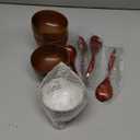 Originalidad Handmade Wood Bowls,Jujube Wooden Japanese Bowl with Matching Spoon for Rice, Soup,Dip,Salad,Tea,Decoration 4 Sets(4 Bowls 4.2 IN + 4 Spoons)