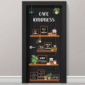 Containlol Inspirational Coffee Bulletin Board Decorations Cafe Kindness Greenery Classroom Door Decorations Motivational Book Shelf Positive Paper Cutouts for Back to School Chalkboard Wall Office