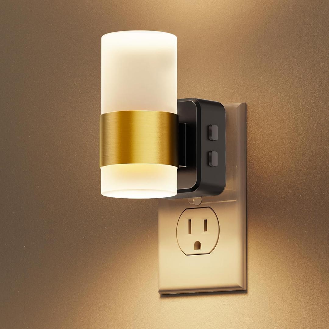 L LOHAS LED Night Light,Night Lights Plug into Wall,Dusk to Dawn Sensor,3000K Soft White, Brightness Adjustable,180Rotating Acrylic Nightlight for Adults Bathroom Bedroom