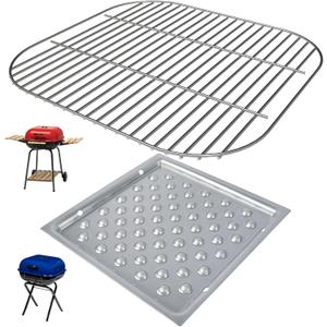 Grill Parts for Aussie Charcoal Grill Parts Americana Grill Replacement Parts Walk-A-Bout, Sizzler, Swinger & Traveler,1PC 1025.8.001 Charcoal Grate &1PC 1040.8.001 Ash Pan for Americana 3000-4000 SER
