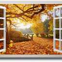 Renditions Gallery Nature Canvas Wall Art Paintings Modern Decorations Bright Autumn Forest Day Glam Romantic Wall Hanging Window View Artwork for Bedroom Office Kitchen - 32"x48" LT21 (Barren Tree)