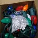 25Ft Multicolor Christmas Lights Outdoor, C7 5W Vintage String Lights with 27 Colorful Ceramic Incandescent Bulbs, Hanging Patio Lights for Porch Roofline Christmas Tree Garden Pathway Indoor Decor