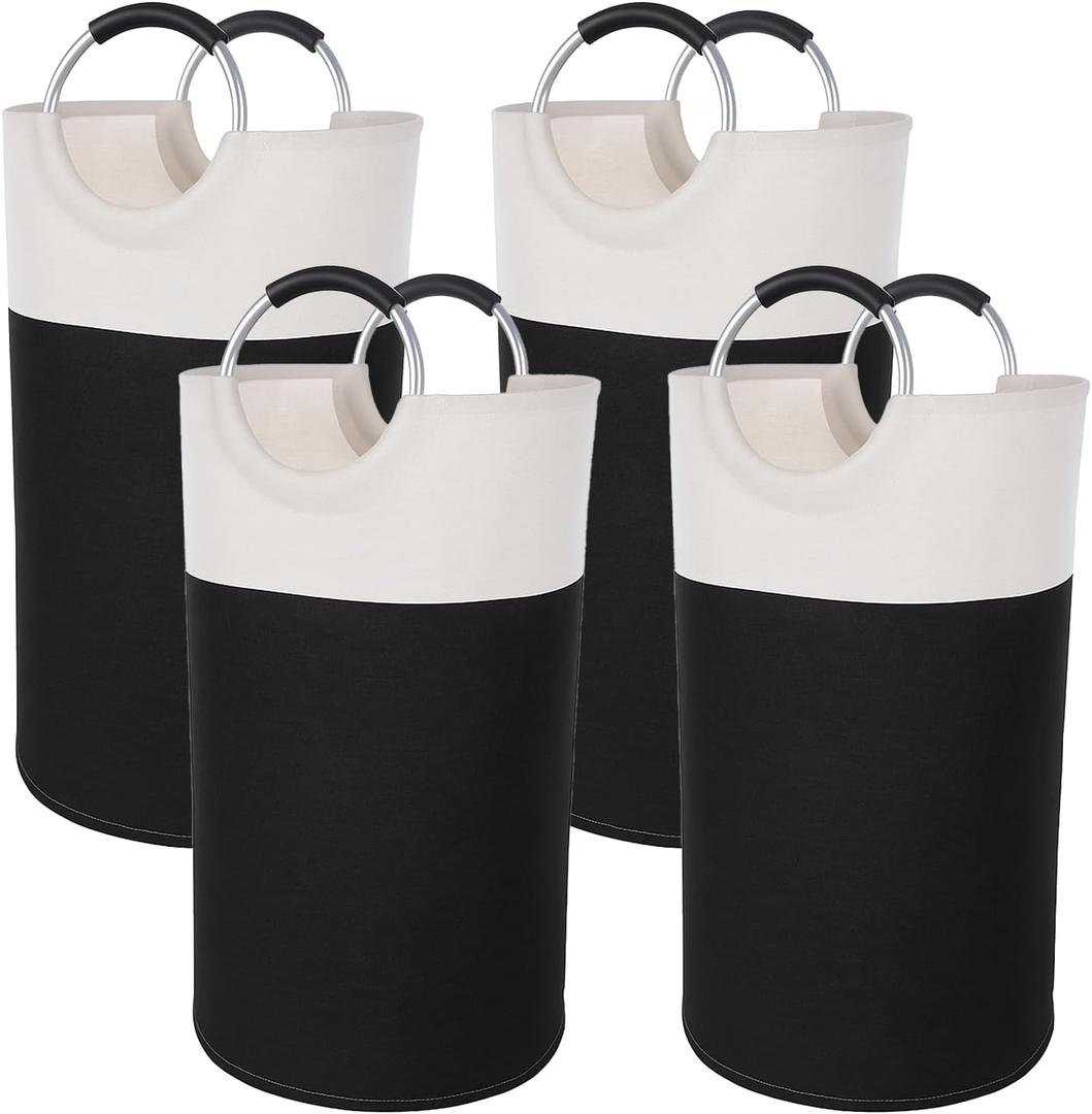 4 Pack 82L Laundry Basket, Waterproof Fabric Clothes Baskets Dirty Clothes Hamper Laundry Bag with Foam-Protected Aluminum Handles for College Dorm Family Bathroom