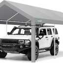 COBIZI Carport Canopy 12x20 Heavy Duty Car Tent Garage, Galvanized Frame Car Canopy Outdoor Shelter Waterproof & UV Protected with Built-in Sandbags & All-Season Tarp for Car Boat Truck, Gray