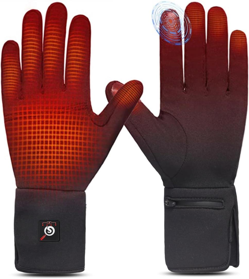 SAVIOR HEAT Heated Glove Liners for Men Women, Rechargeable Battery Electric Heated Gloves, Winter Warm Glove Liners, Thin Gloves Riding Ski Snowboarding Hiking Cycling Hand Warmers (Medium-Large)