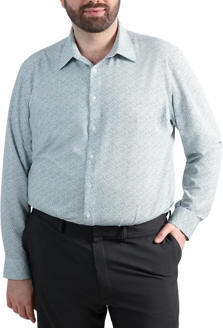 Haggar Men's Smart Wash Classic Fit Comfort Stretch Dress Shirt-Big Or Tall Sizes (18.5" Neck 36"-37" Sleeve)