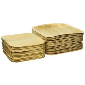 Palm Leaf Plates Disposable Bamboo Earth-Friendly Compostable Palm Plates. 10 Inch,8 Inch Inch Party Pack. 25 of Each Size. Biodegradable. (PalmPack25CT Square 10 and 25Ct- 8inch) (large)