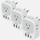 7-in-1 Type C Travel Plug Adapter with 4 AC and 3 USB for European Countries