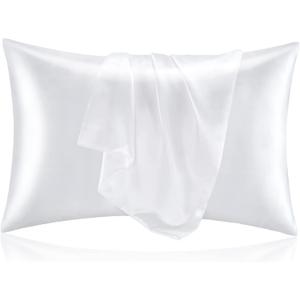 BEDELITE Satin Pillowcase for Hair and Skin, Super Soft and Cooling Similar to Silk Pillow Cases 2 Pack with Envelope Closure, Gift for Women Men(20"x36" King Size, White)