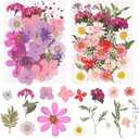 beyonday 138PCS Natural Real Dried Flower Leaves Presses Flowers Herbs Kit for Bath Soap Making Candle Making and Resin Jewelry Making Art Floral Decors(Purple & Pink) set of 2