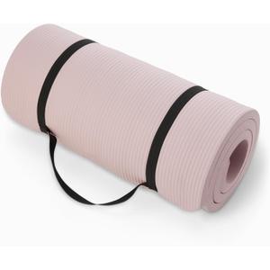 Amazon Basics 1 Inch Extra Thick Workout Exercise Yoga Mat with Carrying Strap (Rose)