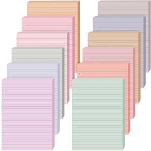 PerKoop Lined Refill Paper A5 Colored 6 Ring Binder Planner Inserts 6 Hole Notebook Refills Paper 960 Sheets 8.2 x 5.8 Inch Loose Leaf(Mixed Colors)