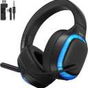 2.4Ghz Wireless Gaming Headset for PS5, PS4, PC, Mac, Bluetooth 5.4 Gaming Headphones with Noise Canceling Mic, 70H Battery, Surround Sound, Lay-Flat & Foldable - Black