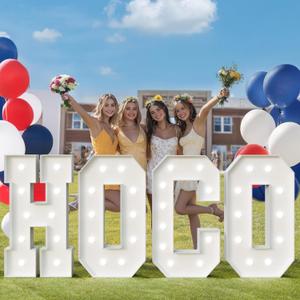 Homecoming Decorations 2025 Marquee Letters 4 Feet Tall HOCO Decorations 2025 Large Light Up Letters HOCO Sign Party Backdrop Outdoor Yard White Cardboard Sign