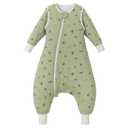 2.5 TOG Removable Long Sleeve Sleep Sack with Legs, Super Soft 100% Cotton Winter Toddler Sleep Bag with Feet, Maples, M