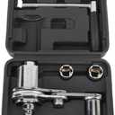 Manual Wrench for Car Torsion Multiplier Wrench with Carrying Case, 1/2 Drive with 17mm 19mm 21mm Sockets Labor Saving Tool Lug Nut Remover Set for Car Tire Changing