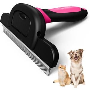 MIU COLOR Long Hair Pet Grooming Brush, Deshedding Tool for Medium and Large Dogs & Cats, Effectively Reduces Shedding by up to 95% for Pet Hair, Pink