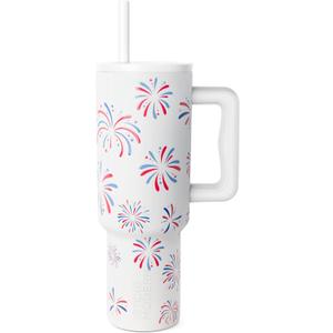 Simple Modern 40 oz Tumbler with Handle and Straw Lid | 4th of July Insulated Reusable Stainless Steel Water Bottle Travel Mug Cupholder Use | Gifts for Women Men Him Her | Trek Signature | Fireworks