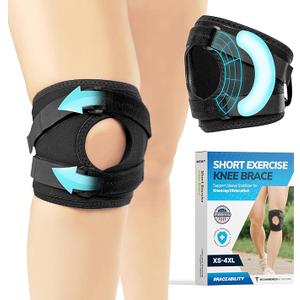 BraceAbility Plus Size Patellar Tracking Short Knee Brace - XXXXL Walking Exercise Support Sleeve Stabilizer for Post Kneecap Dislocation, Tendonitis, Patellofemoral, Meniscus, Arthritis Pain L/XL