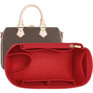 LOUKAYCCI Purse Organizer Inserts for Speedy 25 Felt Purse Inserts HandBag and Tote bag Neverful Organizer Insert (Red,Medium
