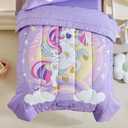 Purple Unicorn Cartoon Stars Rainbow Print Cute Princess Bed in a Bag - 1 Baby Comforter