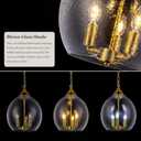 TOCHIC Glass Pendant Light Fixtures, 3 Lights Modern Farmhouse Kitchen Pendant Lighting Over Island, 13.3" D Large Hammered Glass Gold Chandelier for Bedroom, Living Room, Dining Room, Foyer, Hallway