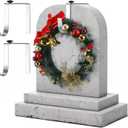 Blulu 7'' to 11'' Metal Headstone Wreath Hanger Christmas Memorial Day Adjustable Flower Wreath Holder Stands Gravestone Marker Cemetery Tombstone Saddles(2 Pcs)