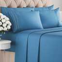 King 6 Piece Sheet Set - Comfy, Breathable & Cooling - Hotel Luxury Bedding for Women, Men, Kids & Teens - 1 Flat & 1 Fitted Sheet & 4 Pillowcases w/ Deep Pockets - Soft and Wrinkle Free - Denim Blue