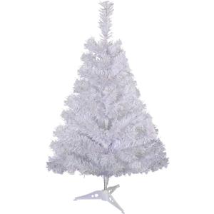 2ft White Artificial Christmas Tree,Mini Tabletop Xmas Pine Tree with 80 Branch Tips and Plastic Stand for Indoor and Outdoor Decoration