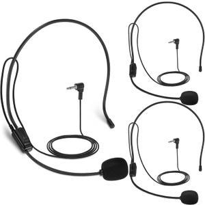Konohan Set of 3 Microphone Headset Pop Star Costume Flexible 3.5mm Wire Boom for Voice Amplifier for Halloween Costume Accessory PC, Teachers, Speakers, Singer, Dancer, Coaches