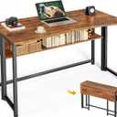Huuger Folding Desk with Storage Shelf, 39.3 Inch Foldable Computer Table for Small Spaces, Space Saving Sofa Table for Couch, Writing Work Office Computer Desk, Easy to Fold, Rustic Brown, 18.5"D x 39.4"W