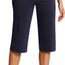 ISEEGZ 15"/ 18"/ 21"/ 25" Capri Pants for Women High Waist with Pockets Women's Capris Workout Yoga Pants Loose Straight Leg (Blue, XXL)