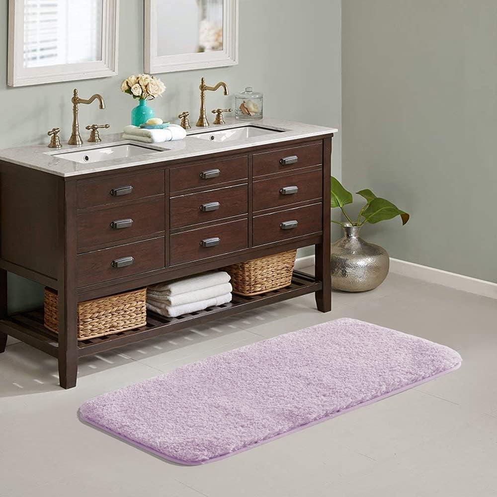 Suchtale Large Extra Soft and Absorbent Shaggy Bath Mat (24 x 60, Lavender) Machine Washable Microfiber Non Slip Bath Mat for Bathroom Floor