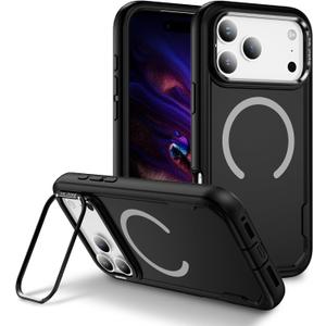 Lunivop Phone Case Compatible with iPhone 17 Pro Max Case [Compatible with Magsafe ] Camera Stand Magnetic Kickstand Military - Grade Heavy Duty Rugged Protection for 17 Pro Max 6.9 '' (Black)