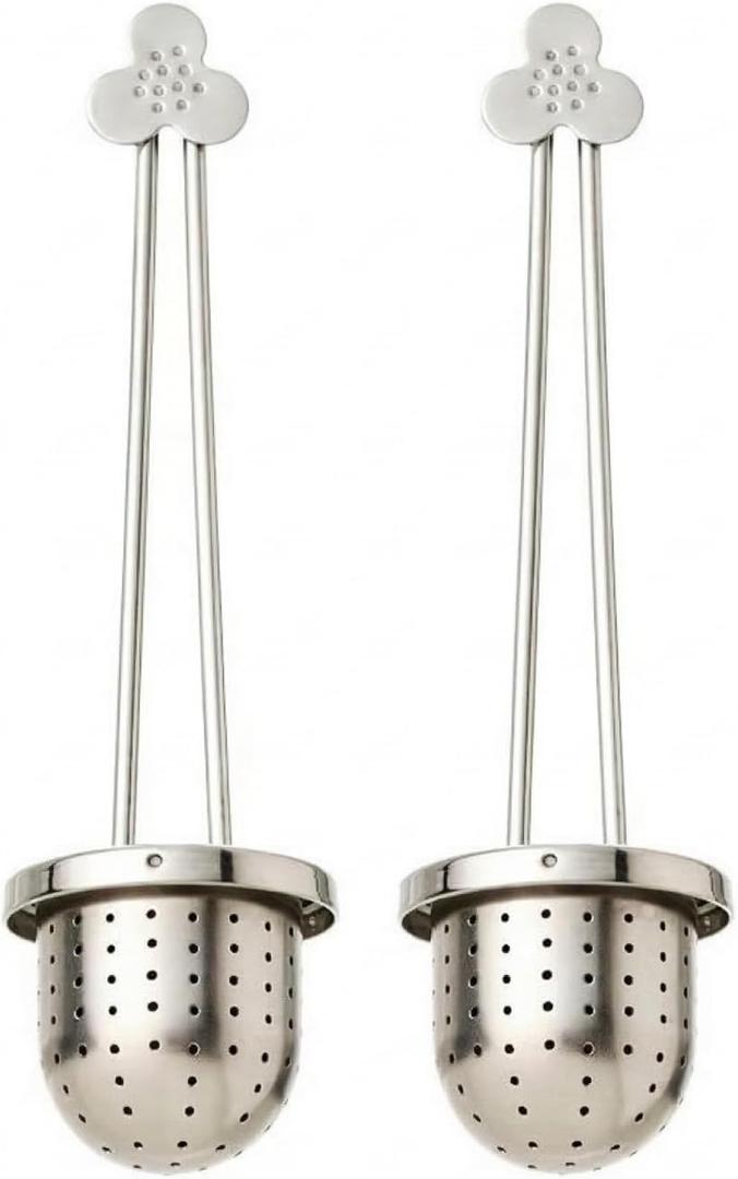 2 Pcs Long Handle Stainless Steel Twist Tea Ball Infuser, Flower-Shaped Mesh Reusable Loose Leaf Tea Strainer for Mugs, Teapots, Spices, Seasonings