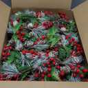 Lyrow 18 Pcs Christmas Candle Rings Wreath Xmas Kitchen Cabinet Mini Wreath Artificial Berries Snowy Pine Candle Ring Holder for Christmas Chandelier Home Table Centerpiece Indoor Decor