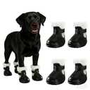 Dog Shoes for Small Medium Large Dogs, Removable Fleece Liner & Adjustable Straps, Waterproof Anti-Slip Paw Protectors, Dog Snow Boots for Winter Snow & Indoor Hard Floors (Black, 9)
