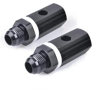 10AN Male Fuel Cell Tank Rollover Vent Valve Aluminum Fuel Cell Tank Mounted Hose Line Fitting Black Anodized 2Pcs
