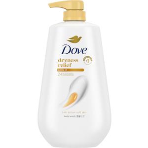 Dove Body Wash with Pump Dryness Relief with Jojoba Oil For 24hr Lotion-Soft Skin Moisturizing Skin Cleanser with No Sulfates No Parabens 30.6 oz