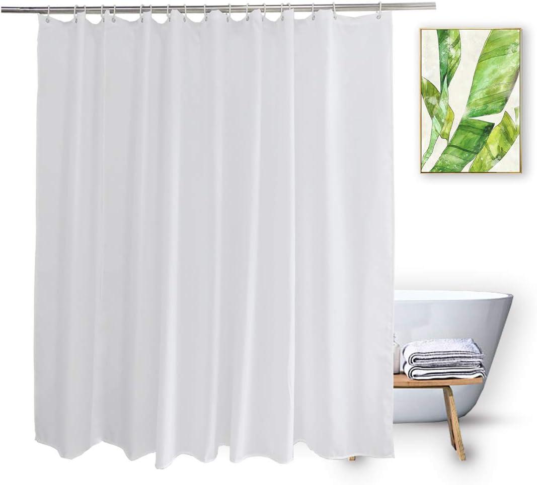 Extra Wide Shower Liner 96x72, Water Repellent Heavy Duty White Fabric Shower Curtain Liner for Bathroom Hotel Spa, Machine Washable