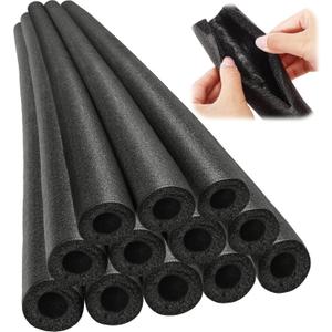 Amylove 12 Pcs 3.3 Feet Pipe Insulation Foam Tube Pool Noodles Insulating Water Pipe Swim Noodles Pre Slit Heat Preservation Pipes Cover for Tubing Outdoor Winter Freeze Protection(Black, 1/2 Inch)