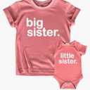 big sister little sister matching outfits shirts set baby toddler newborn girls Size: Kid (5T) / Baby (3-6M)