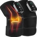 YUANBO Cordless Electric Heated Knee Massager, 3-in-1 Heated Knee Massager with Heat for Knee Elbow Shoulder Wrap with 3 Vibration & Heating Modes (2 Pack)