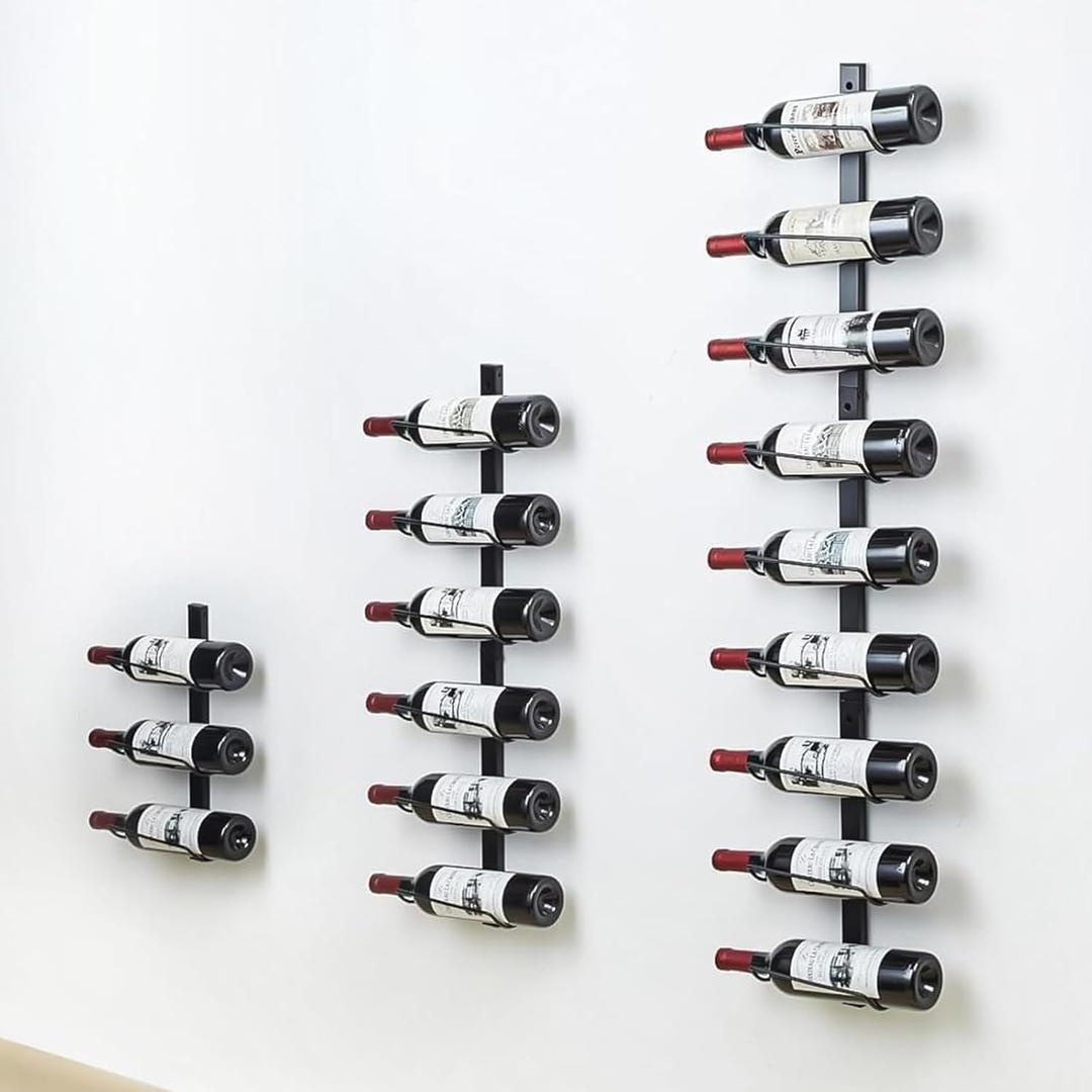 Sonyabecca 9 Bottle Wall Wine Rack - DIY Detachable Wine Storage Organizer, Wall Mount Used As One or Three, Bottle Display Holder for Kitchen, Pantry, Dining Room, Bar, Cellar